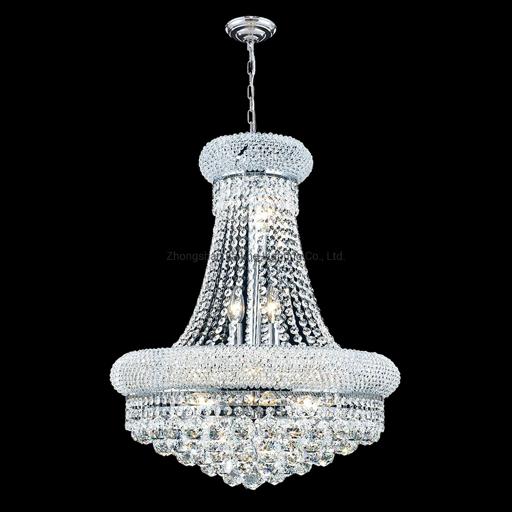 Dining Size Suspension Luster LED Luxury French Empire Gold Crystal Chandelier Lighting Modern Crystal Hanging Light