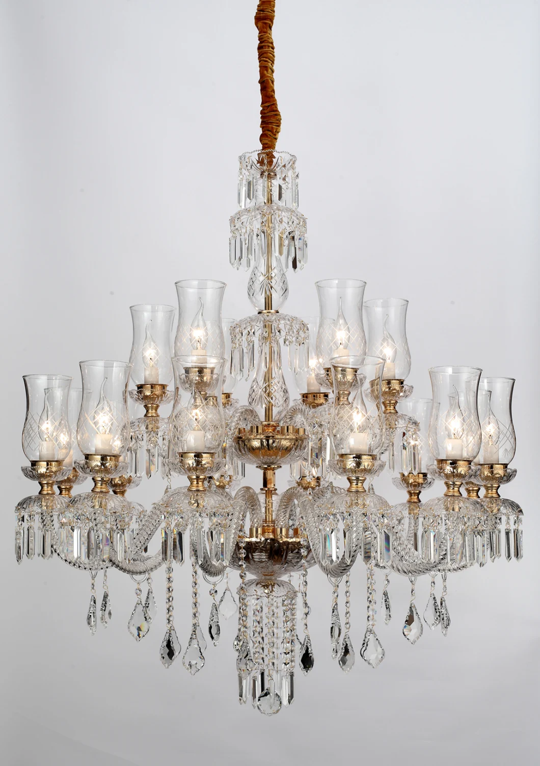 European Style Luxurious Indoor Living Room, Hotel Project Decoration Light K9 Gold Crystal Chandelier (BL595/12+6)