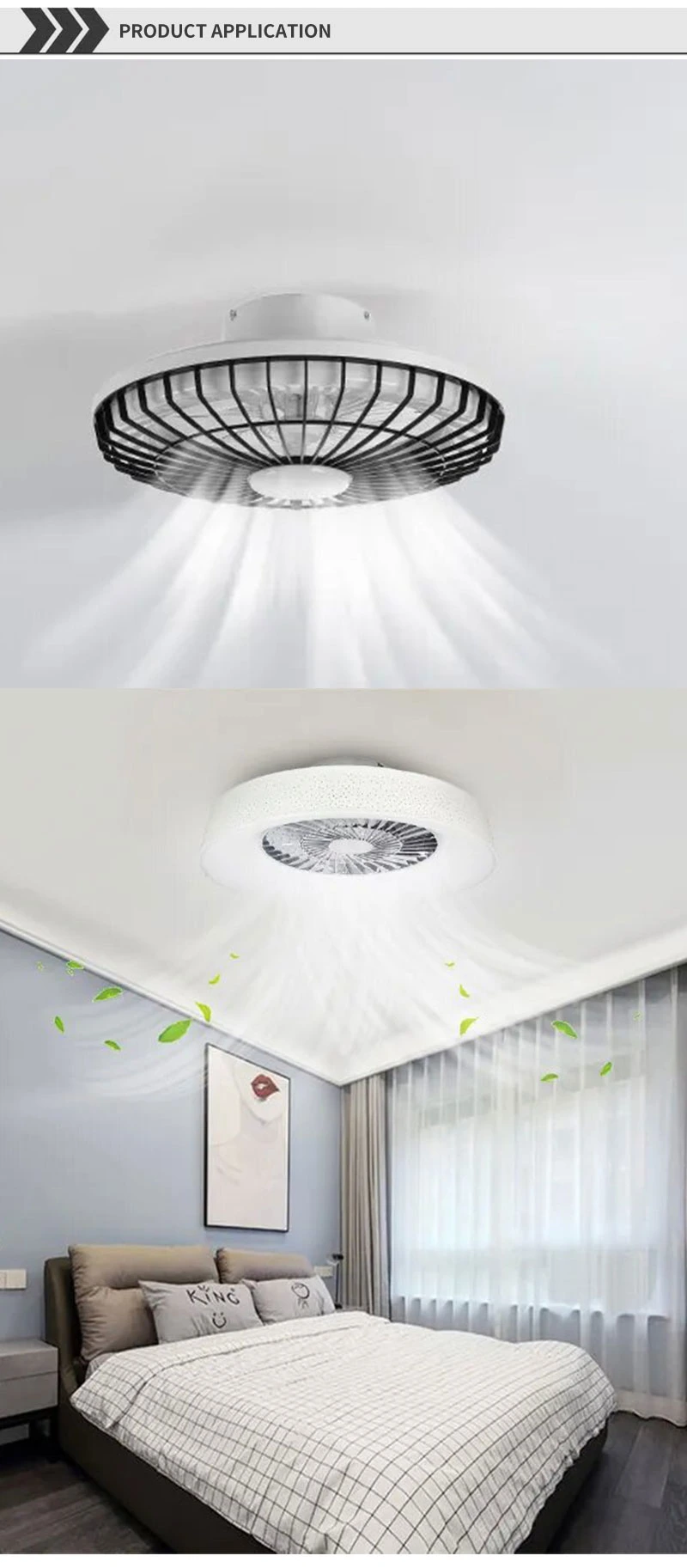 3 Colors Dimmable Decorative Flush Mount Chandelier Fan Lamp Remote Control Modern DC LED Ceiling Fans with Light